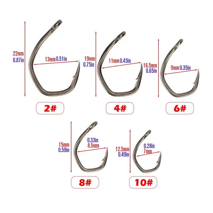 Hameçon de pêche Hirisi 8033 micro-barbelé en acier carbone, 50 pièces PTFE avec œil, boîte modulable