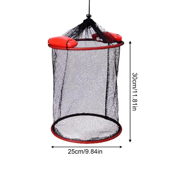 Filet de pêche flottant anti-fuite avec panier renforcé pour poissons, crevettes et écrevisses, portable et robuste