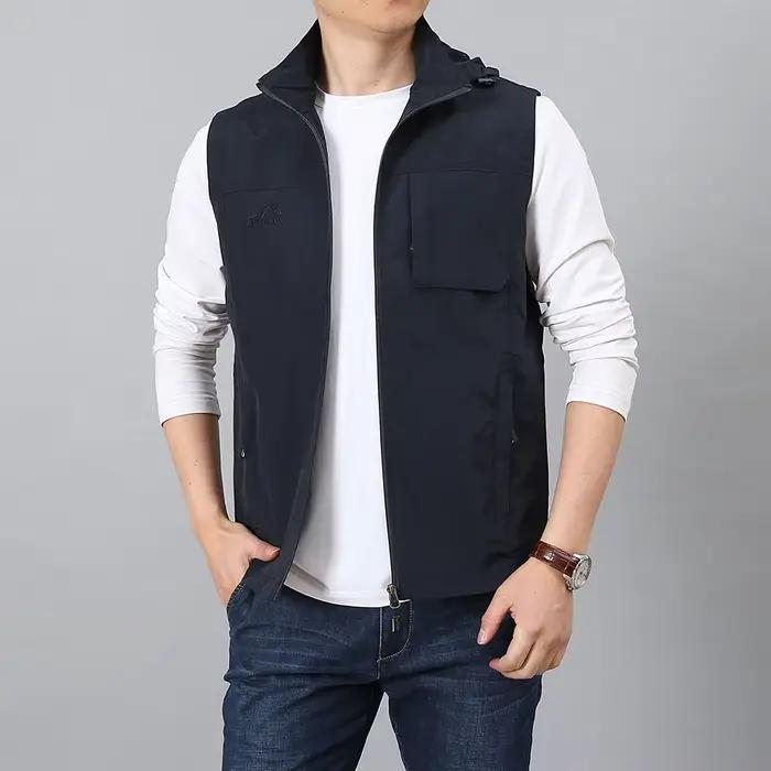 Veste de pêche sans manches multi-poches 7XL avec casquette, pour homme grande taille été et voyage photo