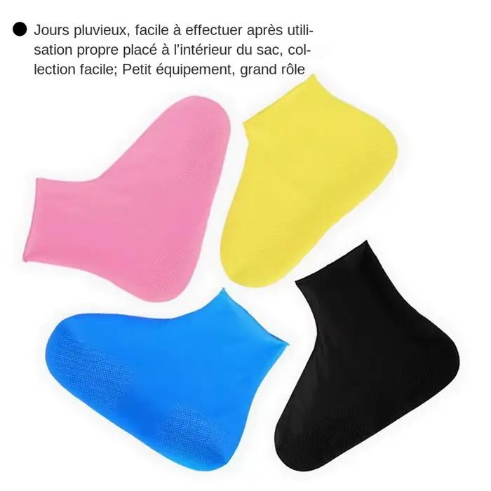Chaussures de pluie imperméables antidérapantes en silicone élastique pour hommes et femmes - Couvre-chaussures réutilisables