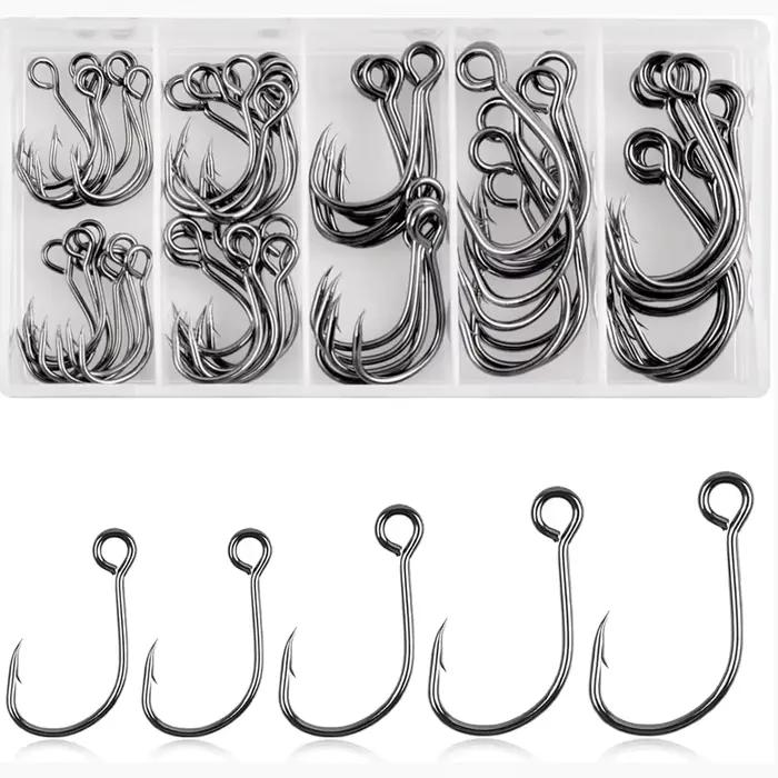 Hameçons à œil unique 60 pièces pour leurres spinner - pêche au bar et truite avec accroche optimale