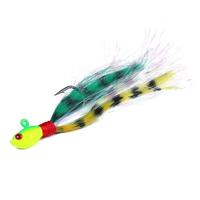 Leurre de pêche jig Bucktail avec œil 3D et barbe en plumes pour leurre de 7g à 56g