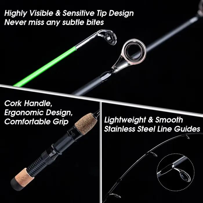 Canne glace GOTURE 32" double scion M+MH pour pêche hivernale carpe et poissons blancs ultralégère
