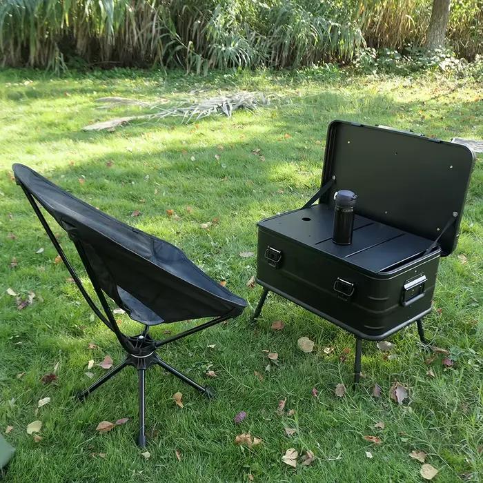 Chaise pivotante détachable TINSOL avec sac de pêche - Camping, randonnée et activités outdoor