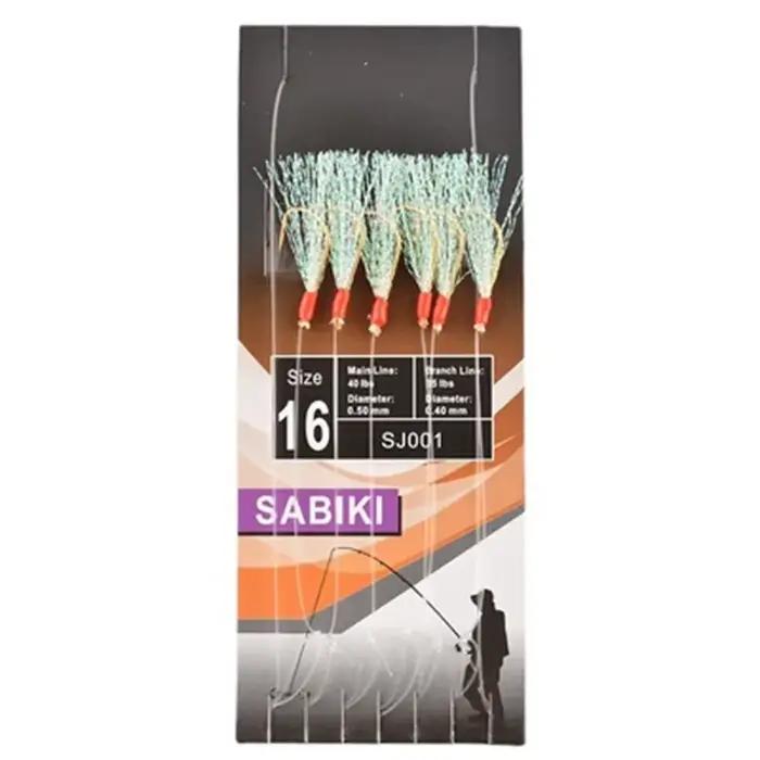 Pack de 6 leurres sabikis souples avec plumes - Montages pour maquereau et pêche en mer