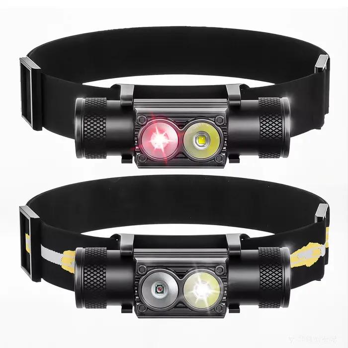 Lampe frontale mini LED rechargeable Type-C blanc rouge camping pêche chasse imperméable angle large occassions spéciales