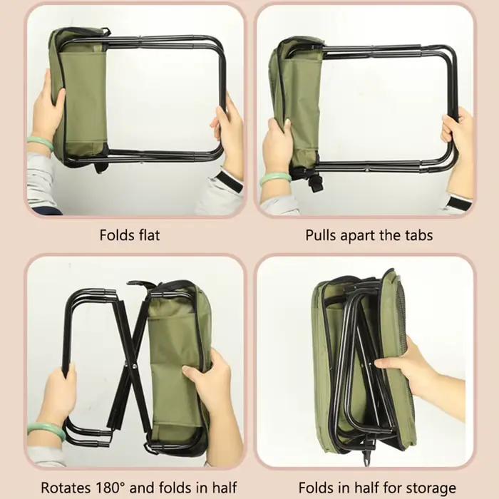 Tabouret de pêche pliant avec sac filet intégré - Léger et compact pour le stockage