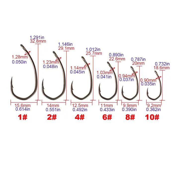 Hameçon de pêche Hirisi 8041, 50 pièces en acier inoxydable carbone anti-rouille, point acéré et hampe à boucle