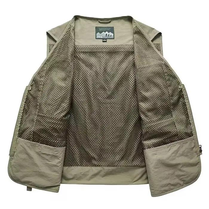 Veste de pêche estivale sans manches pour homme, multifonction avec poches et filet respirant