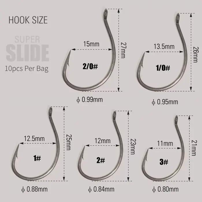 Hameçon Wacky Offset LUREHOLIC PTFE Super Slide pour Drop Shot - Acier Inoxydable pour Vers
