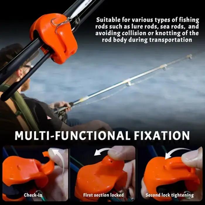 Support canne à pêche fixe avec clips et sangles pour montage mural compact