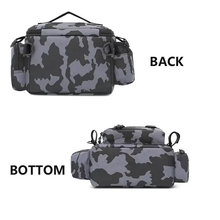 Sac ceinture pêcheur noir rangement matériel pêche porte-canne intégré sport extérieur pêche nomade