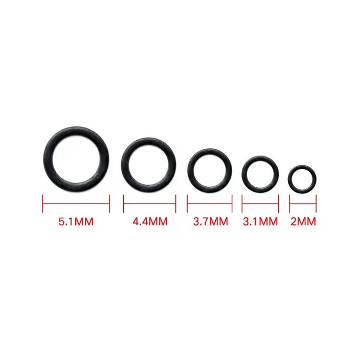 60 anneaux rig pêche carpe tailles multiples - O rings 2.0mm à 5.1mm pour montages hameçons liens