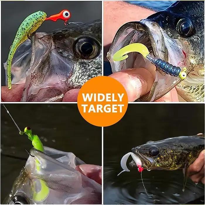 Lot 5 hameçons jig tête ronde pour leurres souples grub worm et appâts durs pêche