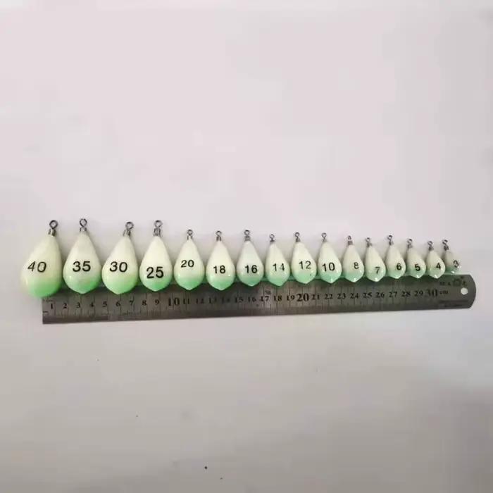 Plomb de pêche lumineux en forme de larme avec émerillon 8-60# 30g-150g pour la pêche de nuit