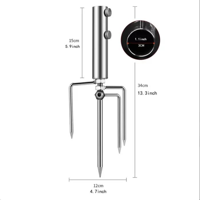 Support Parapluie Pêche Acier Inoxydable avec Auger Sable - Fixation Anti-vent Plage Berges Solide