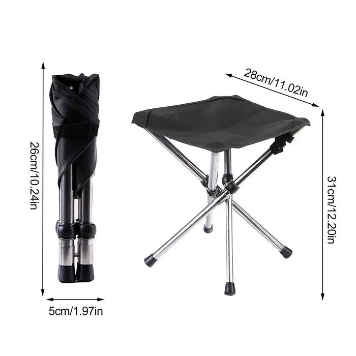 Tabouret tripode pliant camping portable - Siège pêche plage petit format pour équipement compact