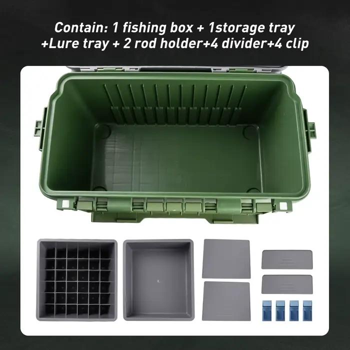 Boîte de pêche multifonction grande capacité avec support canne et porte-gobelet pour matériel de pêche