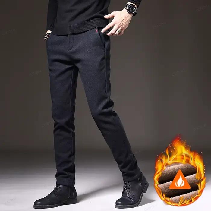 Pantalon d'hiver polaire homme pêche outdoor épais chaud velours coton confortable