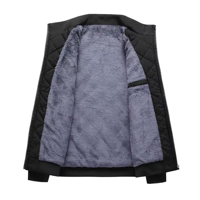 Bomber homme pêche doublé polaire motif diamant veste casual imperméable automne hiver