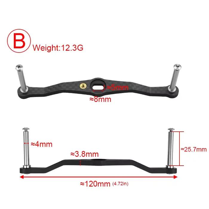 Manivelle carbone gauche droite 105mm à 140mm pour mouche baitcasting Daiwa, pièce détachée DIY remplacement