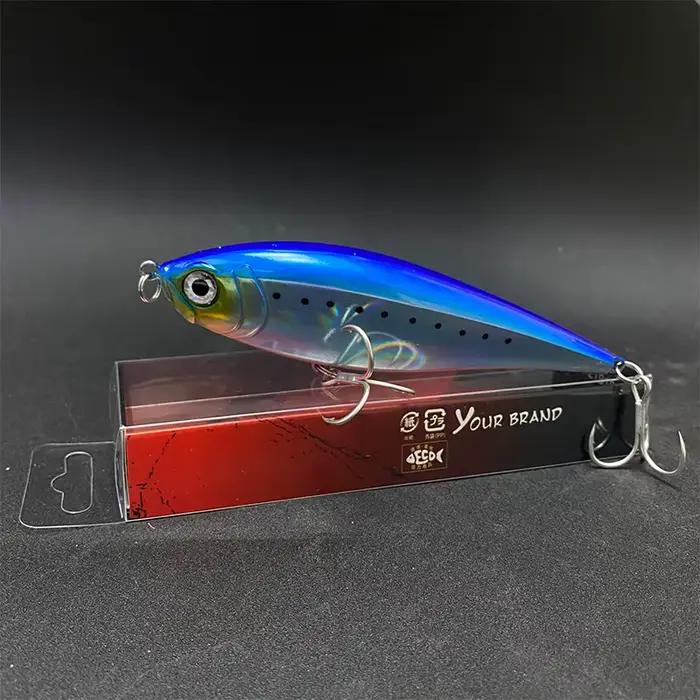Leurre dur flottant 130mm 48g pour pêche à la traîne en mer, appât crayon twitchbait 3D
