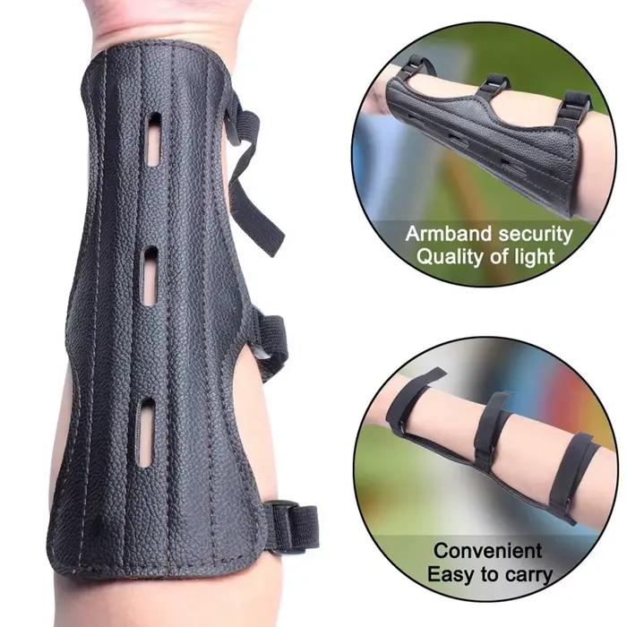 Protège-bras réglable en cuir pour tir à l'arc - Accessoire pêche et chasse protection essentielle