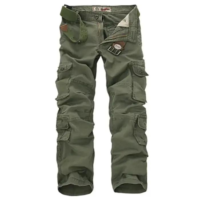 Pantalon cargo mode homme loose coton respirant multi-poches grande taille pêche confort