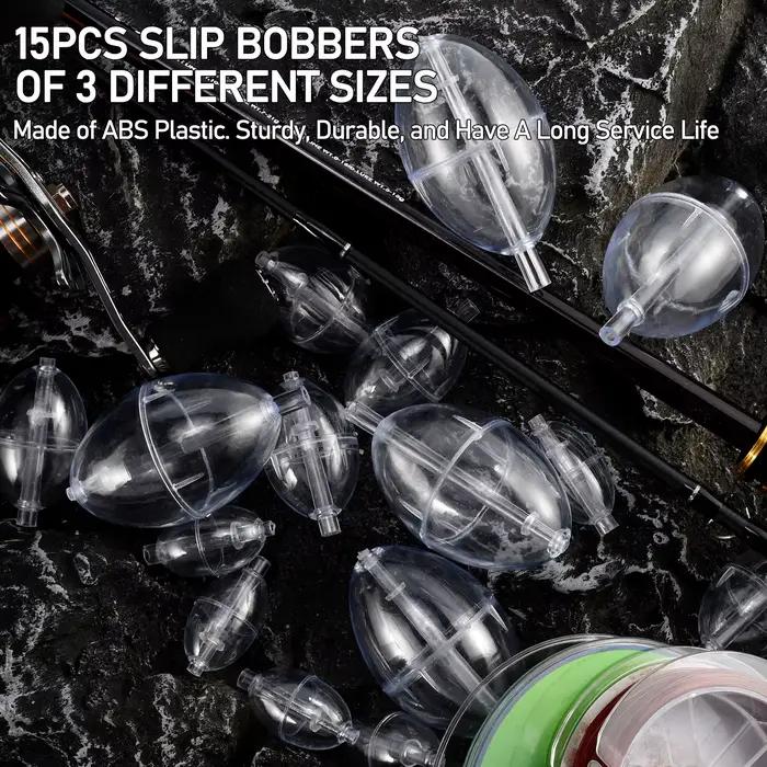 10 flotteurs de pêche transparents PVC avec indicateur de touche, bulles d'eau pour surface et coulissants