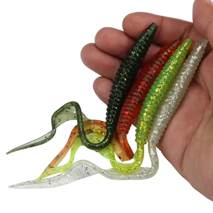Vers souples Spinpoler 18cm 13cm - leurres silicone réalistes 4 couleurs queue longue flexible 5 pièces par pack
