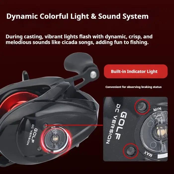Moulinet casting Lizard DC frein électronique intelligent - léger avec alarme de lancer et son pour pêche au leurre