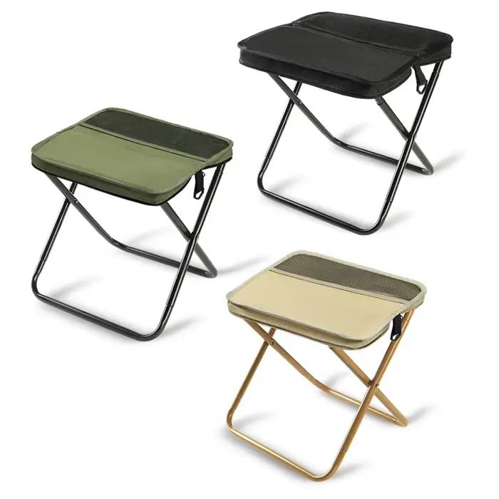 Chaise pliante avec rangement intégré et filet pour pique-nique, jardinage et pêche