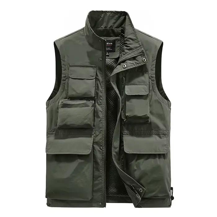 Veste de pêche homme multi-poches pour équipement extérieur, reportage et photographie