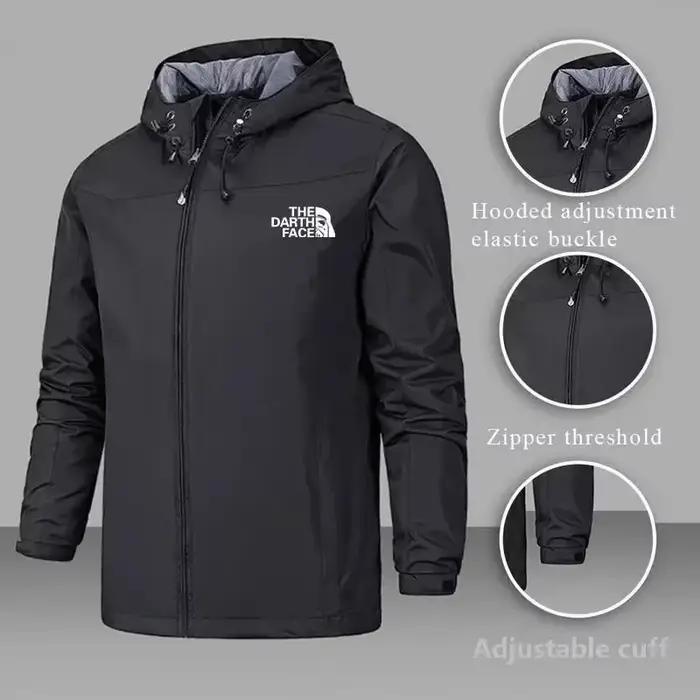 Veste coupe-vent imperméable homme 2025 - Parka à capuche zippée - Randonnée printemps automne