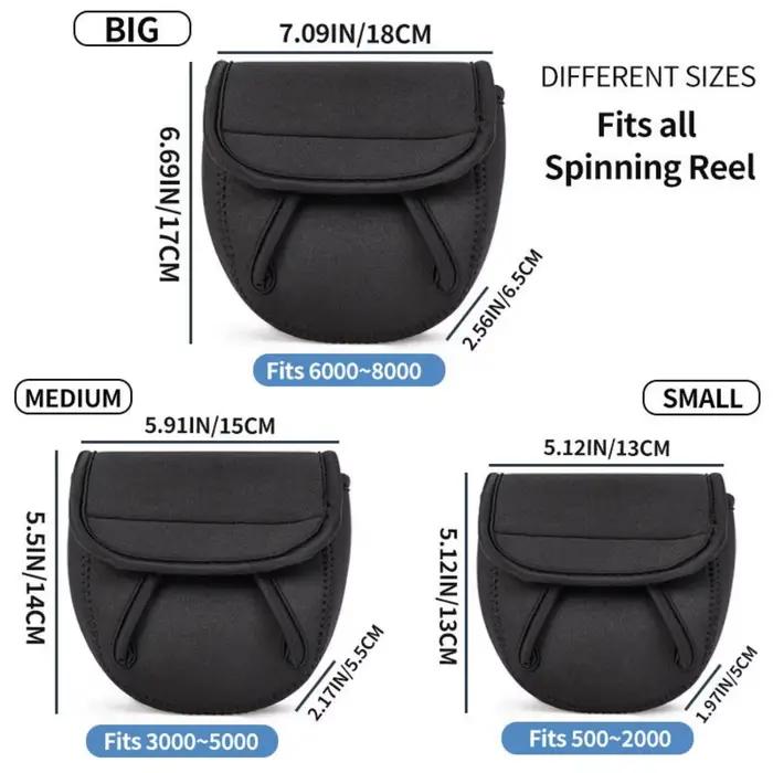 Housse de moulinet de pêche néoprène étanche durable taille S/M/L pour protection et rangement