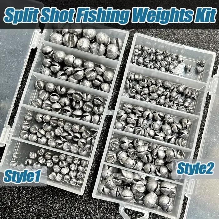 Kit de Plombs Pêche 60 à 120 Pièces, Sinkers Fendus Premium 5 Tailles, Design Rond Amovible