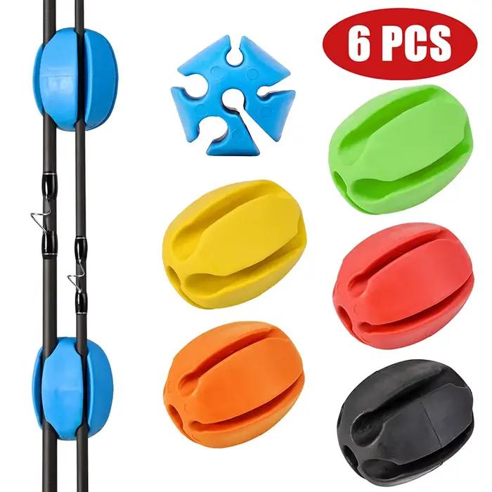 6 sangles porte-cannes silicone pêche légères avec 5 trous pour rangement accessoires matériel