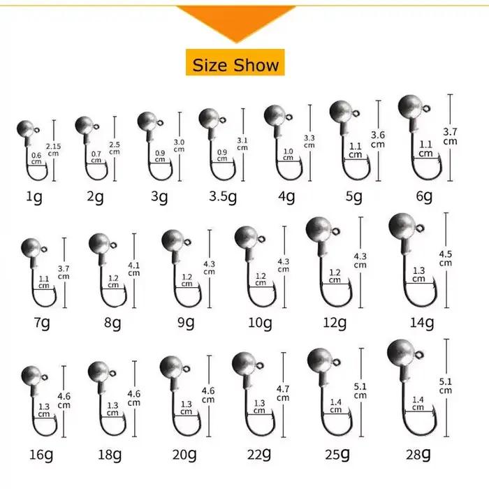 Hameçons crank style 10 pièces 1g à 4g pour pêche avec leurres souples plastique
