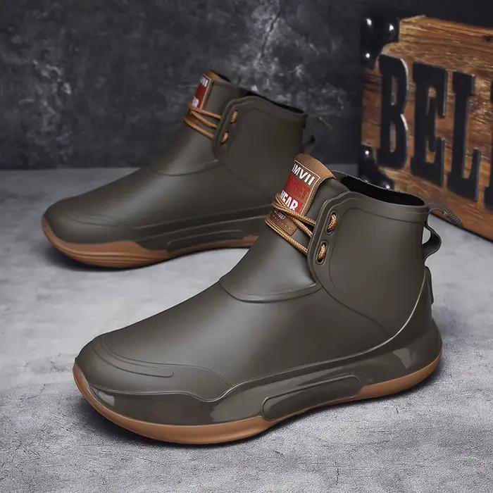 Bottes mi-mollet pêche imperméables hommes 2025 - Chaussures caoutchouc antidérapantes semelle épaisse