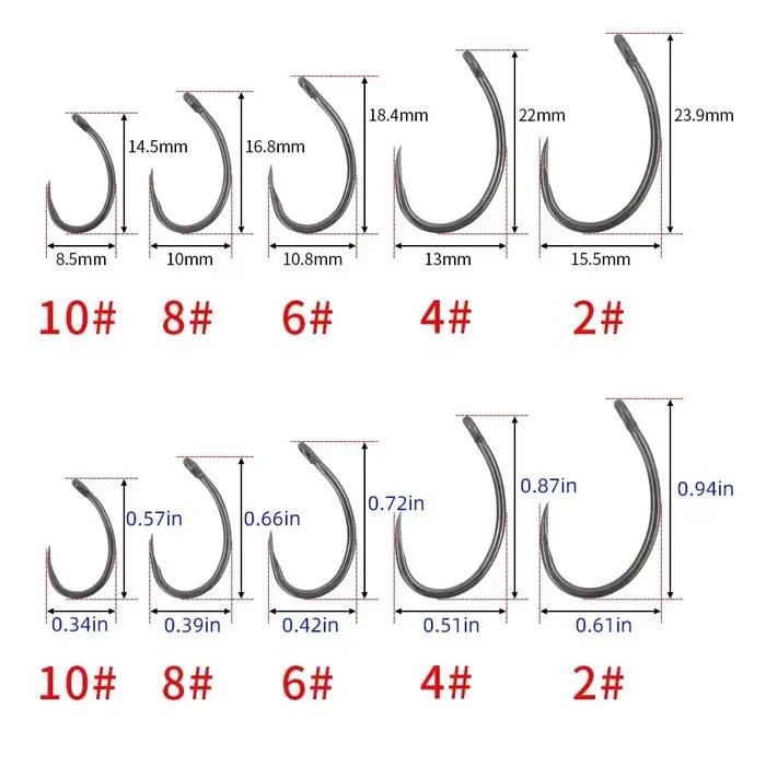 Hameçons de pêche sans ardillon Hirisi 50 pièces, acier inoxydable haute teneur en carbone et résistants,