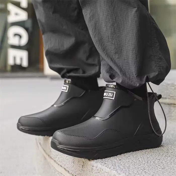 Bottes de pluie homme style coréen à plateforme haussante pour adolescents - Bottes caoutchouc extérieur