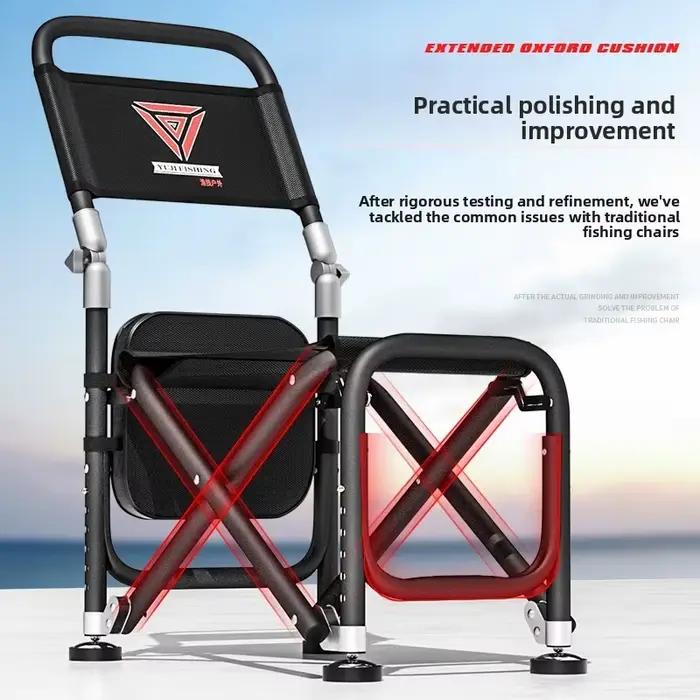 Chaise de pêche pliante robuste hauteur réglable - Siège stable tout terrain pour camping