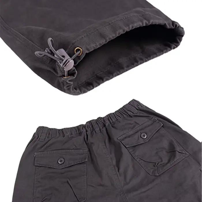 Pantalon cargo 100% coton multi-poches élastique pour pêche et randonnée 2025