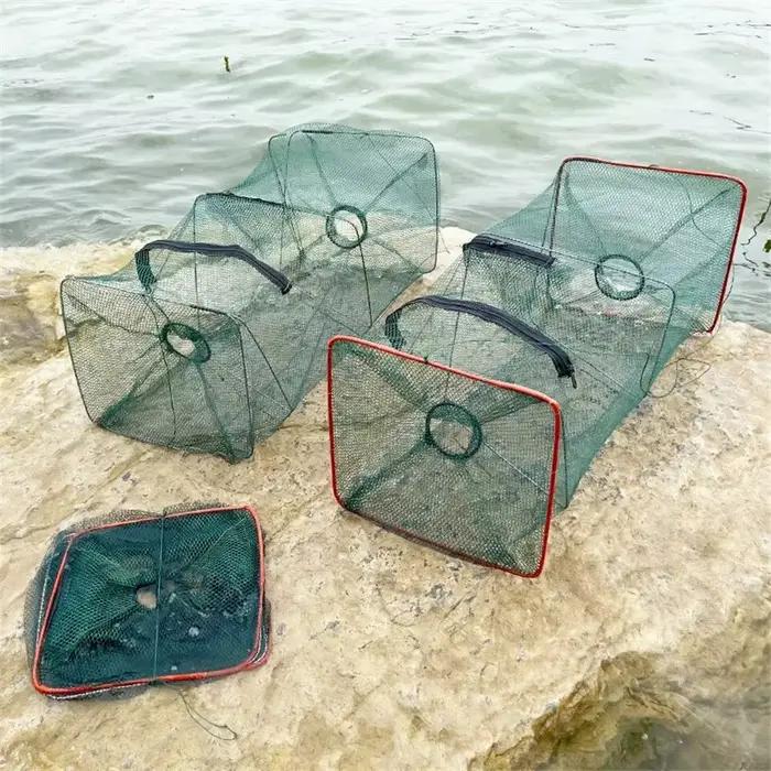 Filet de pêche pliable en nylon pour crabes, crevettes et écrevisses, piège fin pour pêcheur loisir en extérieur