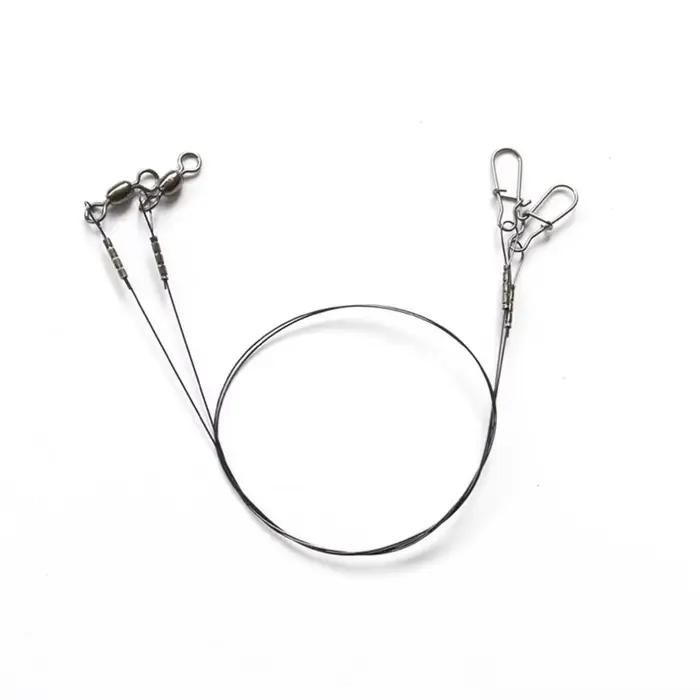 2 bas de ligne acier avec émerillon et snap - Pour pêche mer et eau douce résistant aux dents de poissons