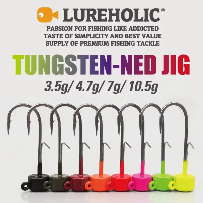 Tête plombée tungstène LUREHOLIC Ned Jig avec hameçon Mustad Norvège pour pêche longue distance