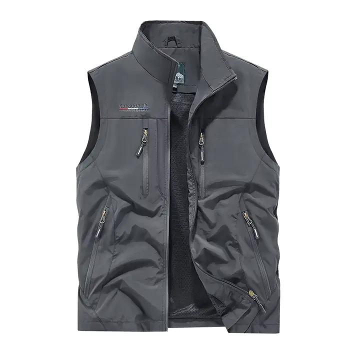 Veste utilitaire pêche photographe - Veste ample multi-poches pour pêche outdoor grande taille