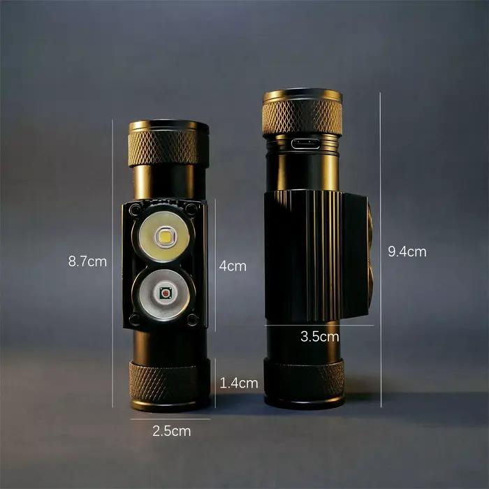 Lampe frontale mini LED rechargeable Type-C blanc rouge camping pêche chasse imperméable angle large occassions spéciales