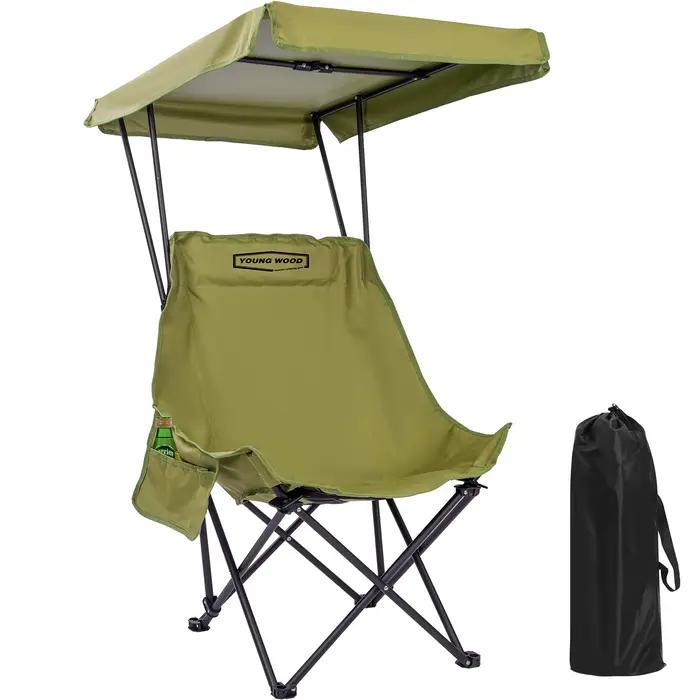 Chaise pliante camping plage avec canopée ombrage pêche voyage léger transport facile