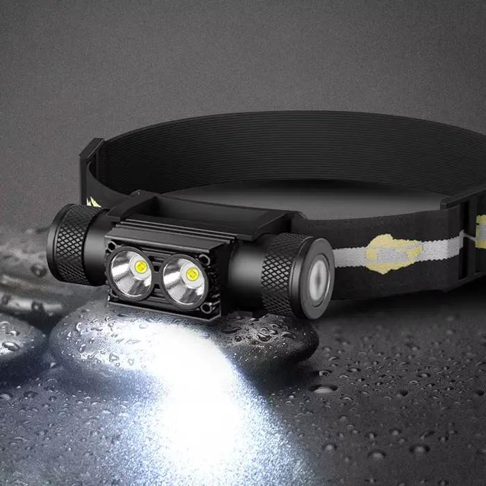 Lampe frontale BORUiT D25 double LED 2000LM étanche Type-C pour pêche et camping - Ultra-puissante